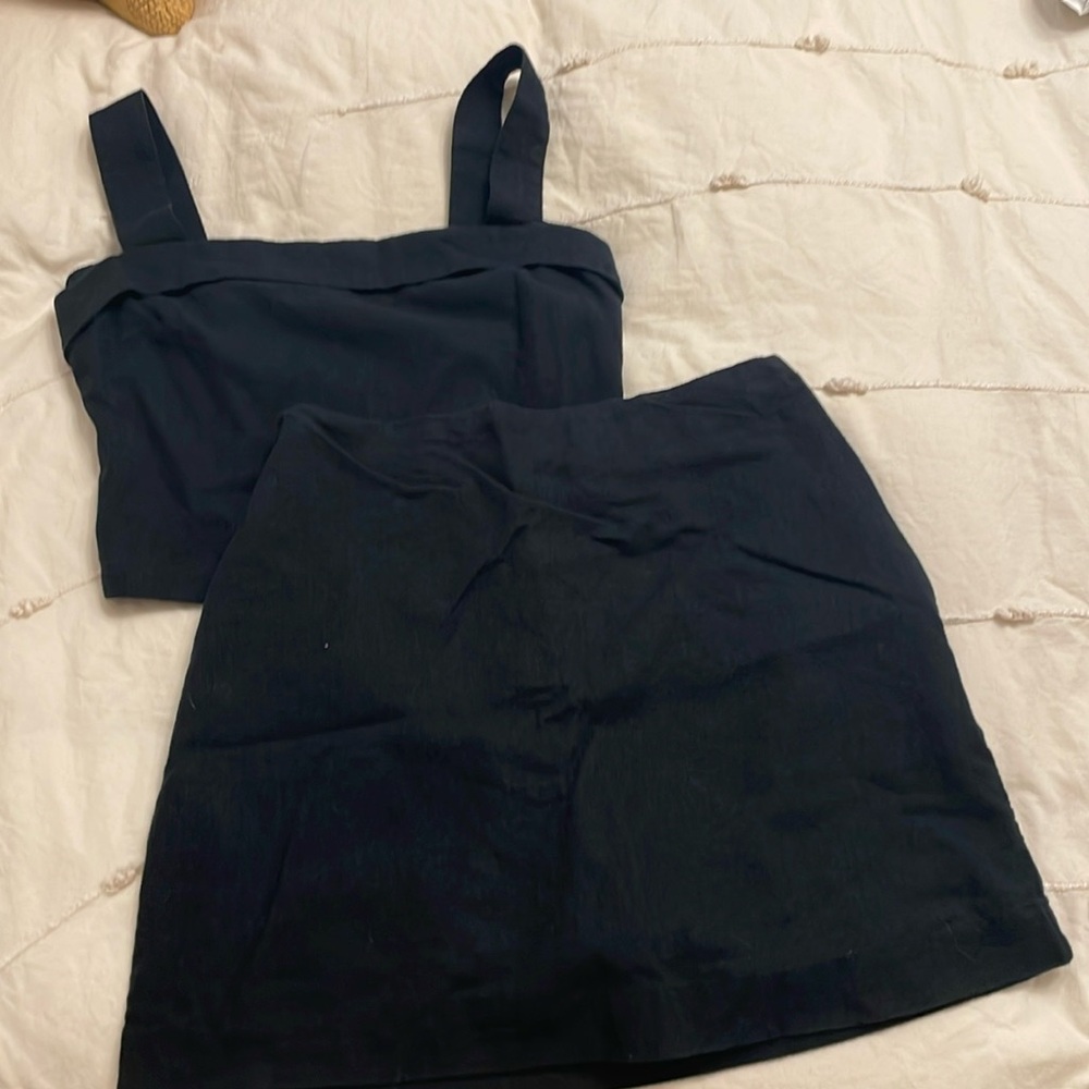 XS Black Abercrombie Linen Skort and Tank Set - great condition!